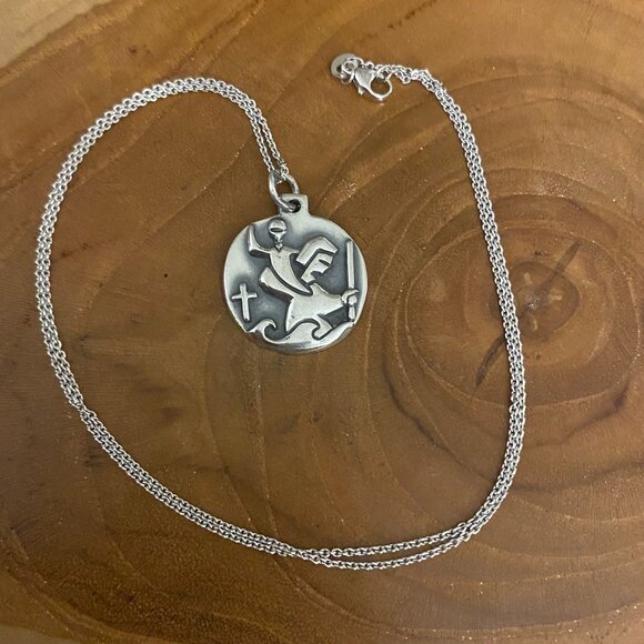 James Avery Jewelry - RETIRED James Avery St. Christopher Medal Necklace, 20", Sterling Silver